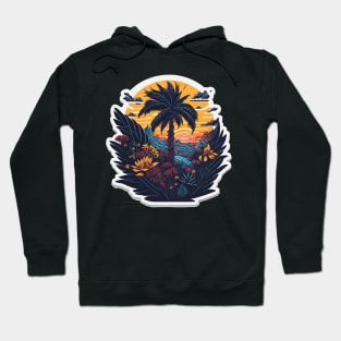 Coastal Dreams: Isometric Palm Tree Graphic Hoodie